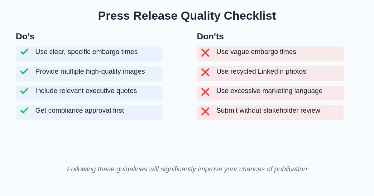 A visual checklist for optimal Press Releases