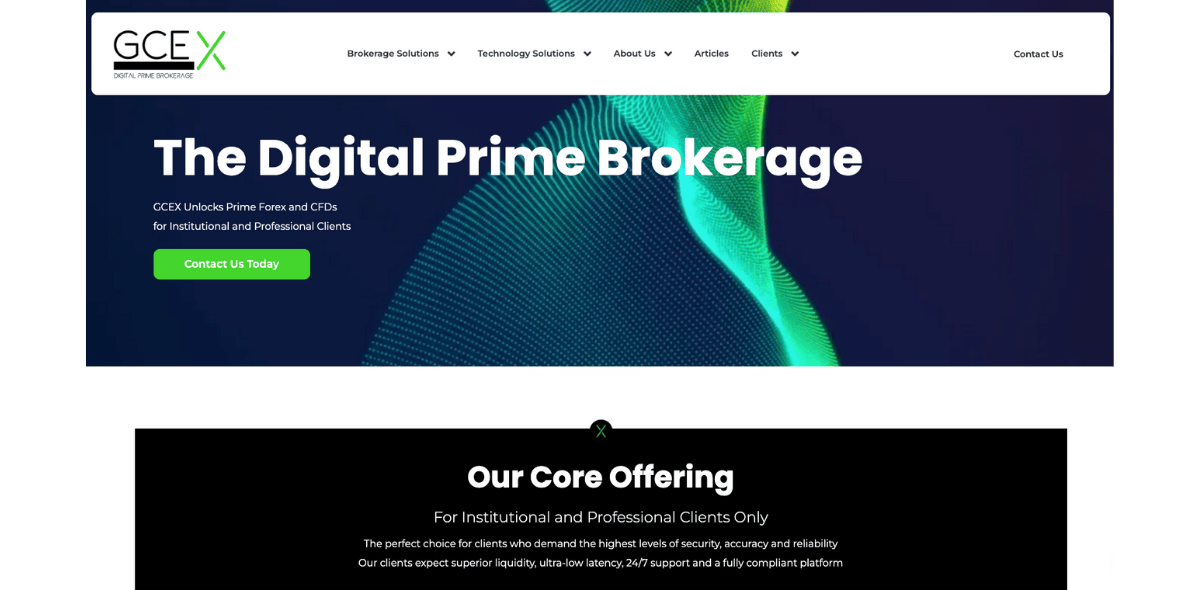 Gcex Crypto Prime Brokerage Homepage