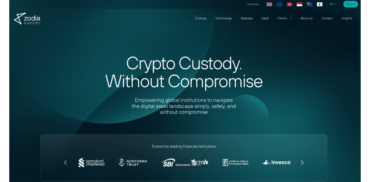 Zodia Custody Homepage