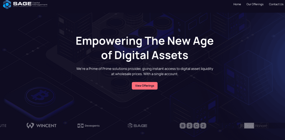 Sage Capital Crypto Prine Broker Homepage